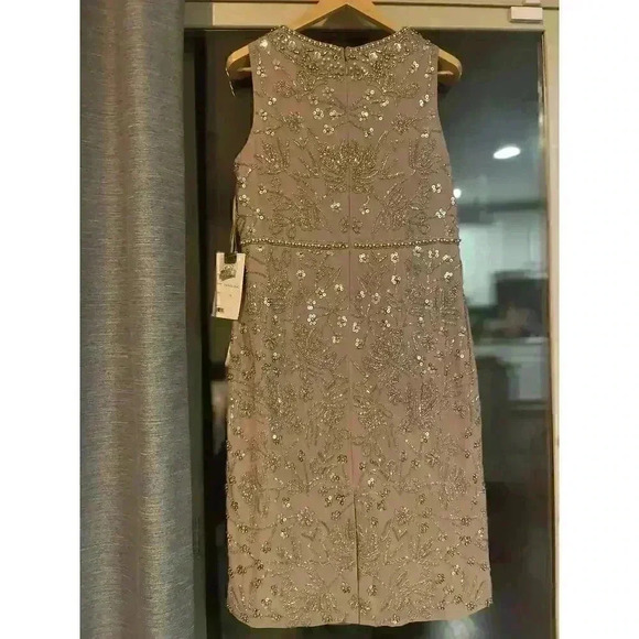 Mac Duggal Sleeveless Midi Dress 14 Embellished High Neck Lilac Beaded Formal - Picture 9 of 16